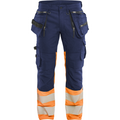 Blaklader High Vis Stretch Trousers, Navy/Orange