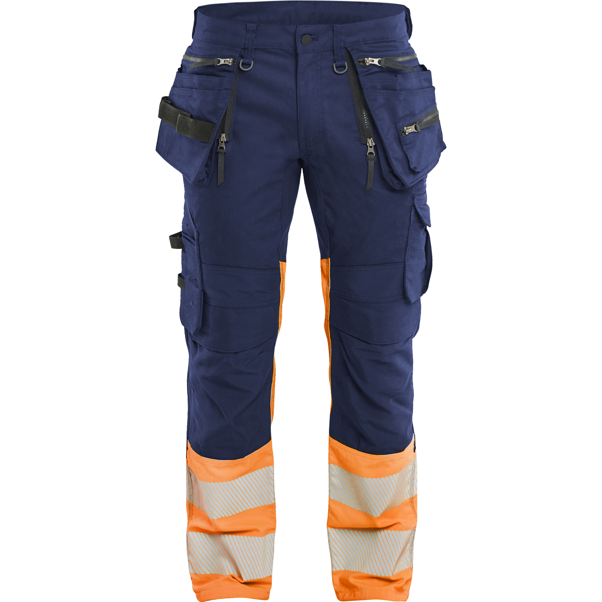 Blaklader High Vis Stretch Trousers, Navy/Orange