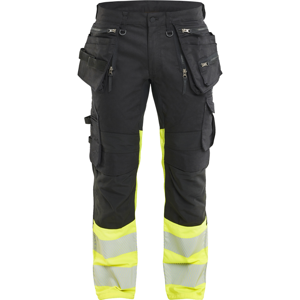 Blaklader High Vis Stretch Trousers, Black/Yellow