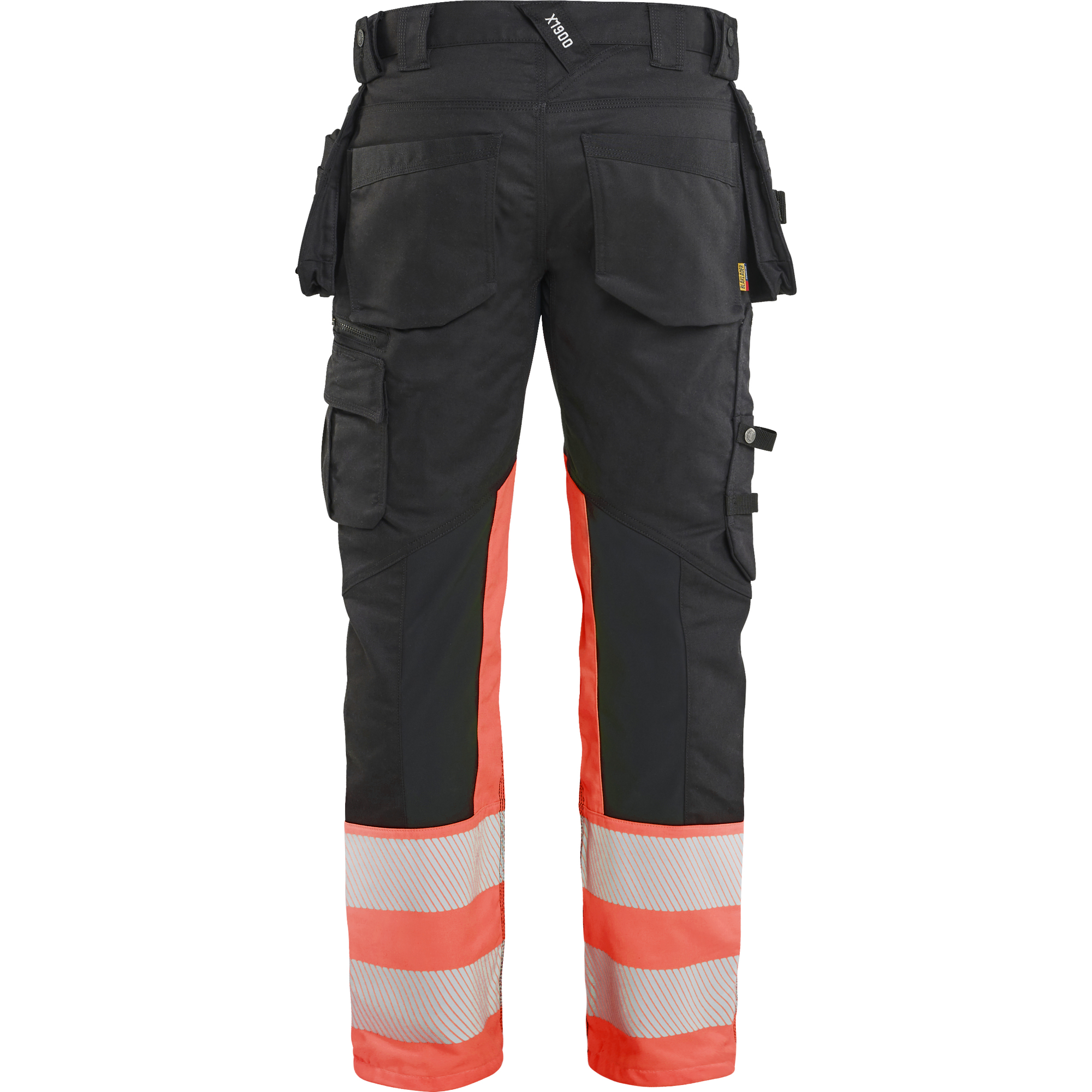 Blaklader High Vis Stretch Trousers, Black/High Vis Red (4)