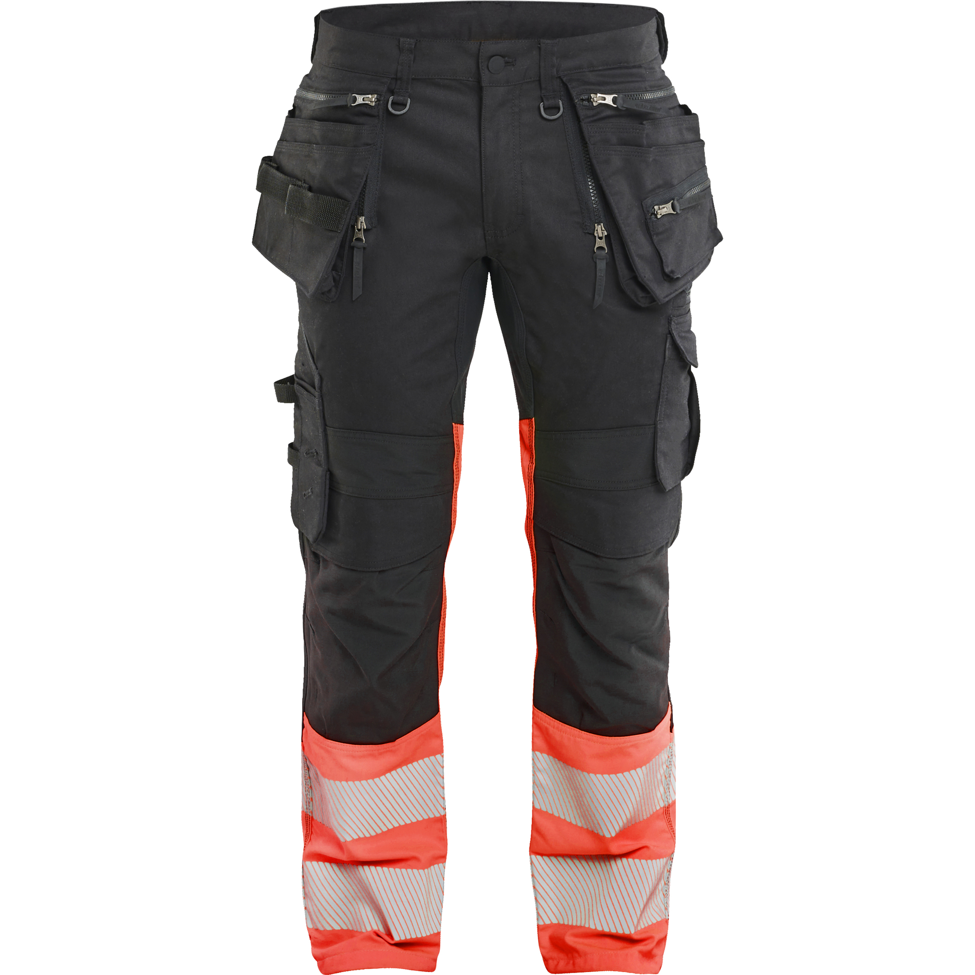 Blaklader High Vis Stretch Trousers, Black/High Vis Red