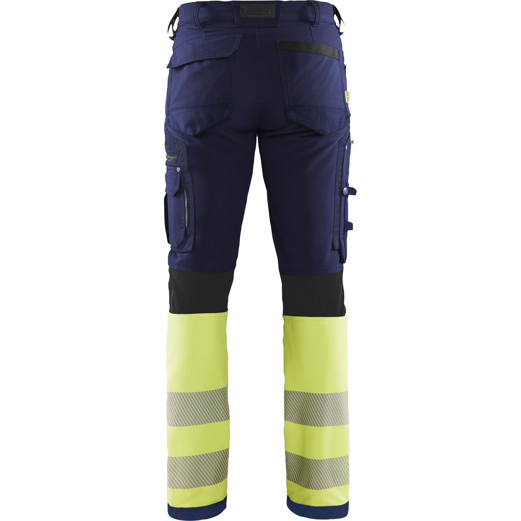 Blaklader High Vis 4-Way Stretch Work Trousers, Navy/Yellow (4)