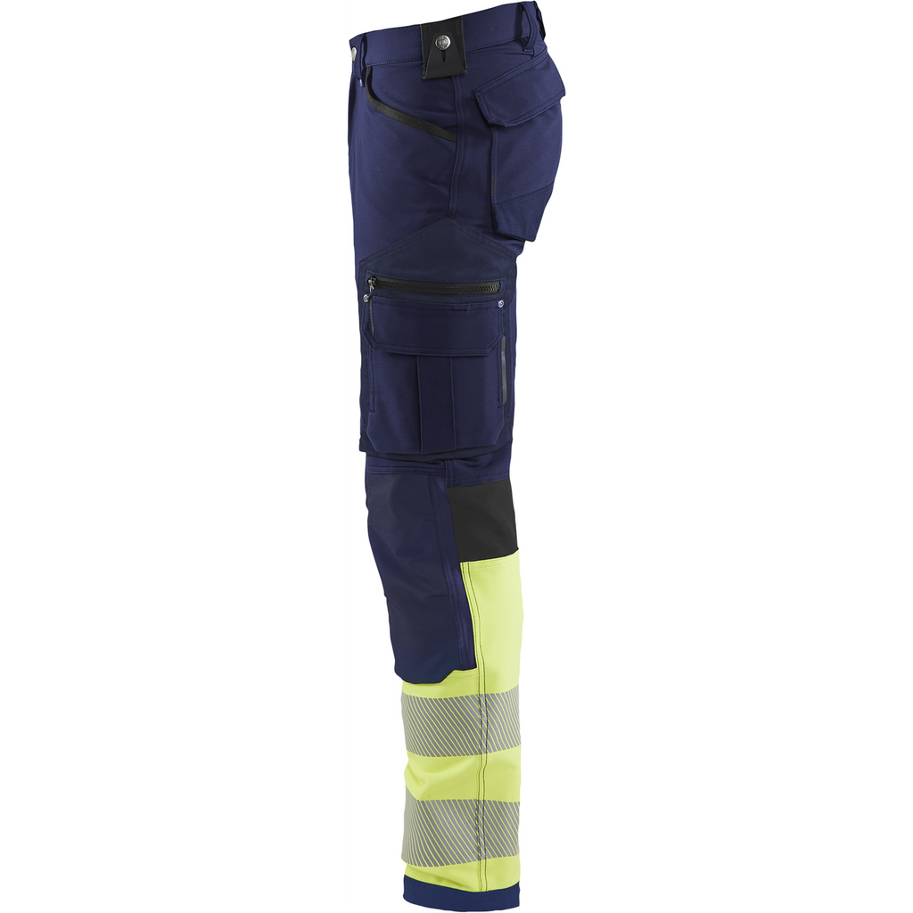 Blaklader High Vis 4-Way Stretch Work Trousers, Navy/Yellow (3)