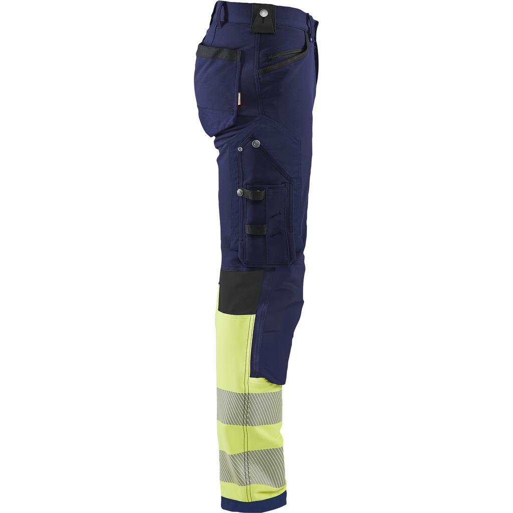 Blaklader High Vis 4-Way Stretch Work Trousers, Navy/Yellow (2)