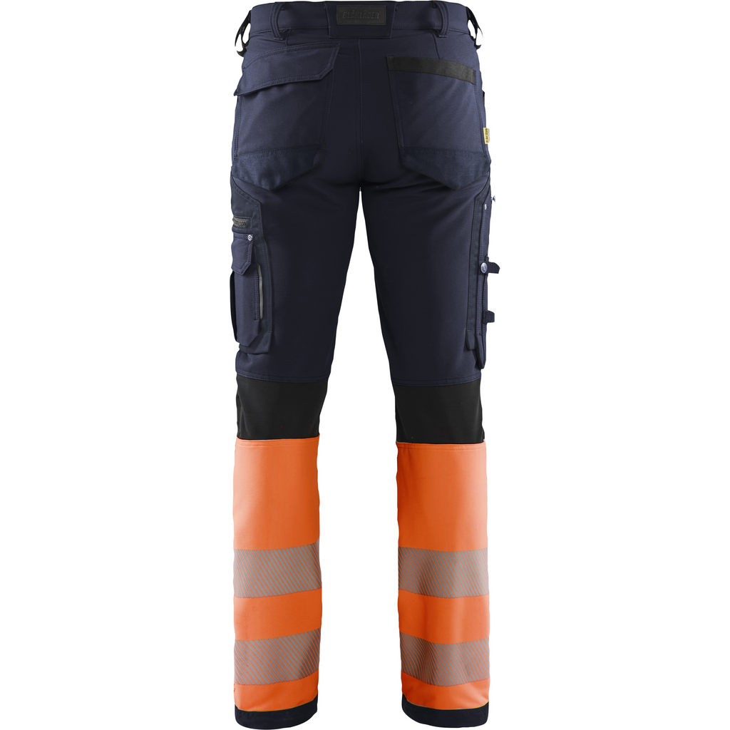 Blaklader High Vis 4-Way Stretch Work Trousers, Navy/Orange (4)