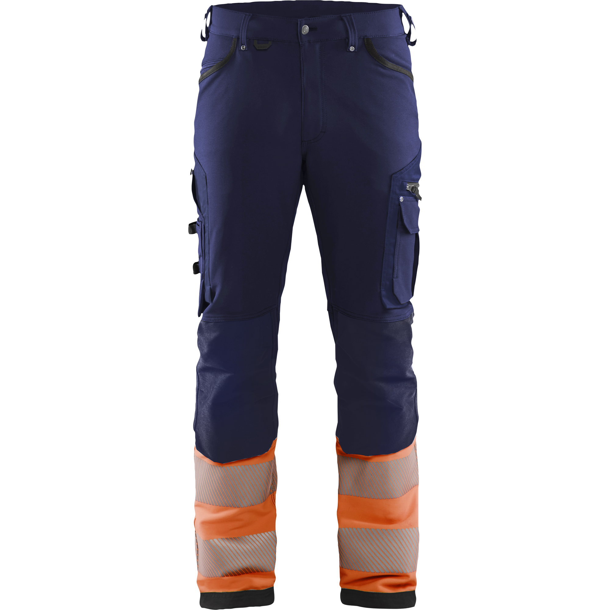 Blaklader High Vis 4-Way Stretch Work Trousers, Navy/Orange