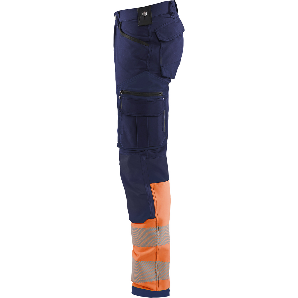 Blaklader High Vis 4-Way Stretch Work Trousers, Navy/Orange (3)