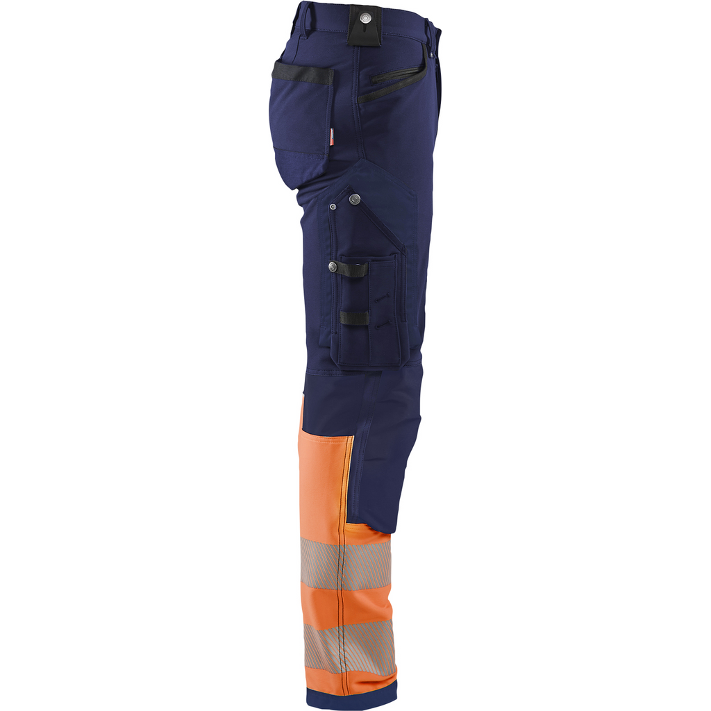 Blaklader High Vis 4-Way Stretch Work Trousers, Navy/Orange (2)