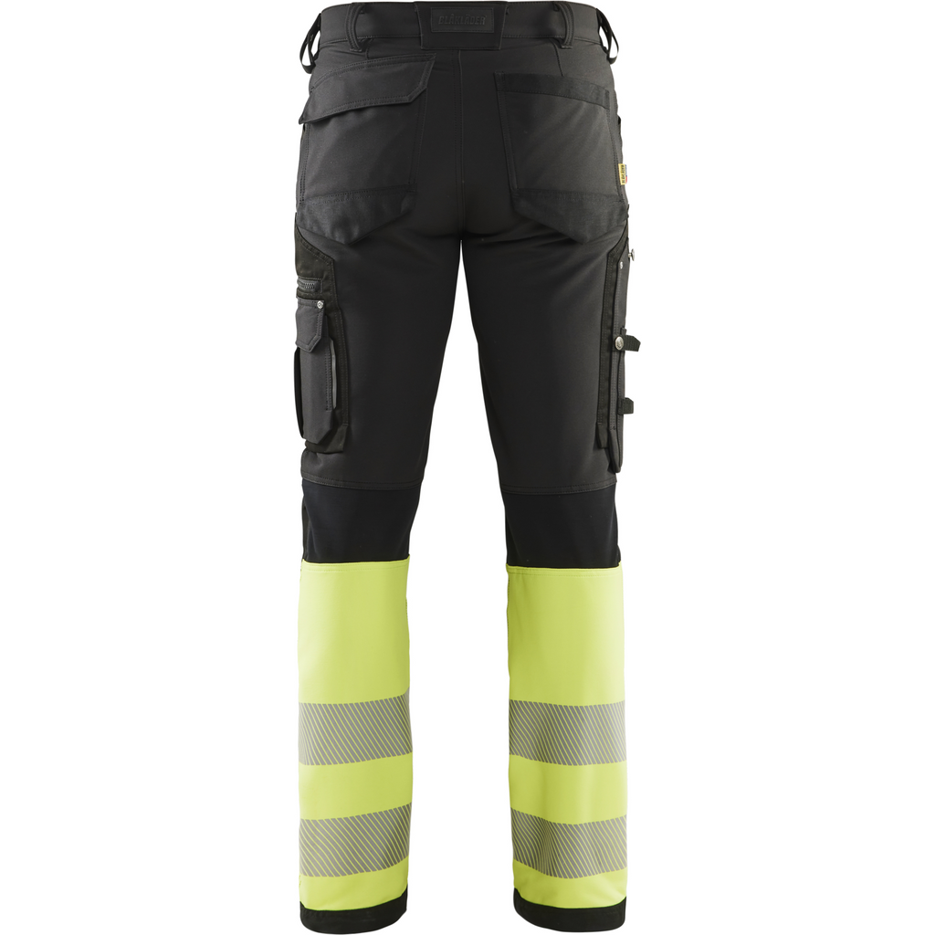 Blaklader High Vis 4-Way Stretch Work Trousers, Black/Yellow (4)