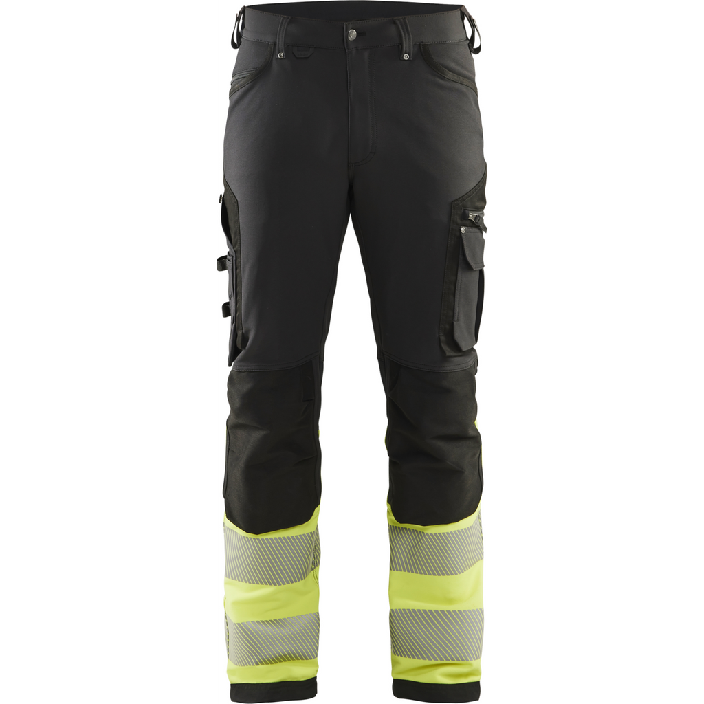 Blaklader High Vis 4-Way Stretch Work Trousers, Black/Yellow