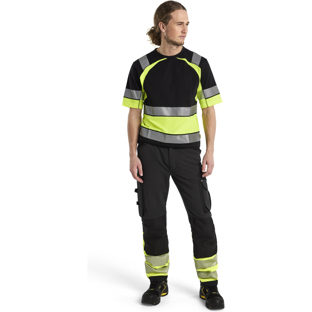 Blaklader High Vis 4-Way Stretch Work Trousers, Black/Yellow (5)