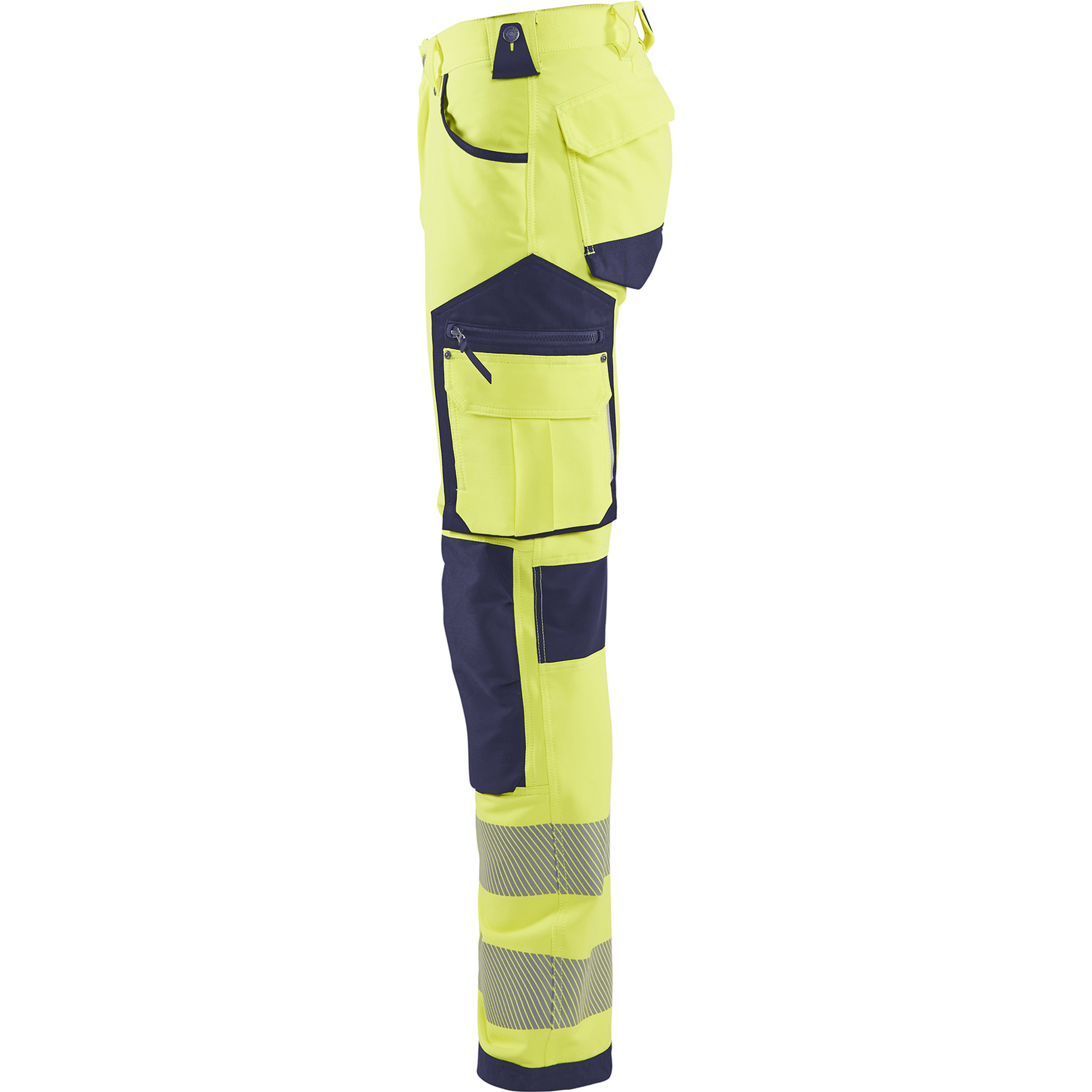 Blaklader High Vis 4-Way Stretch Work Trousers, Yellow/Navy Blue (3)