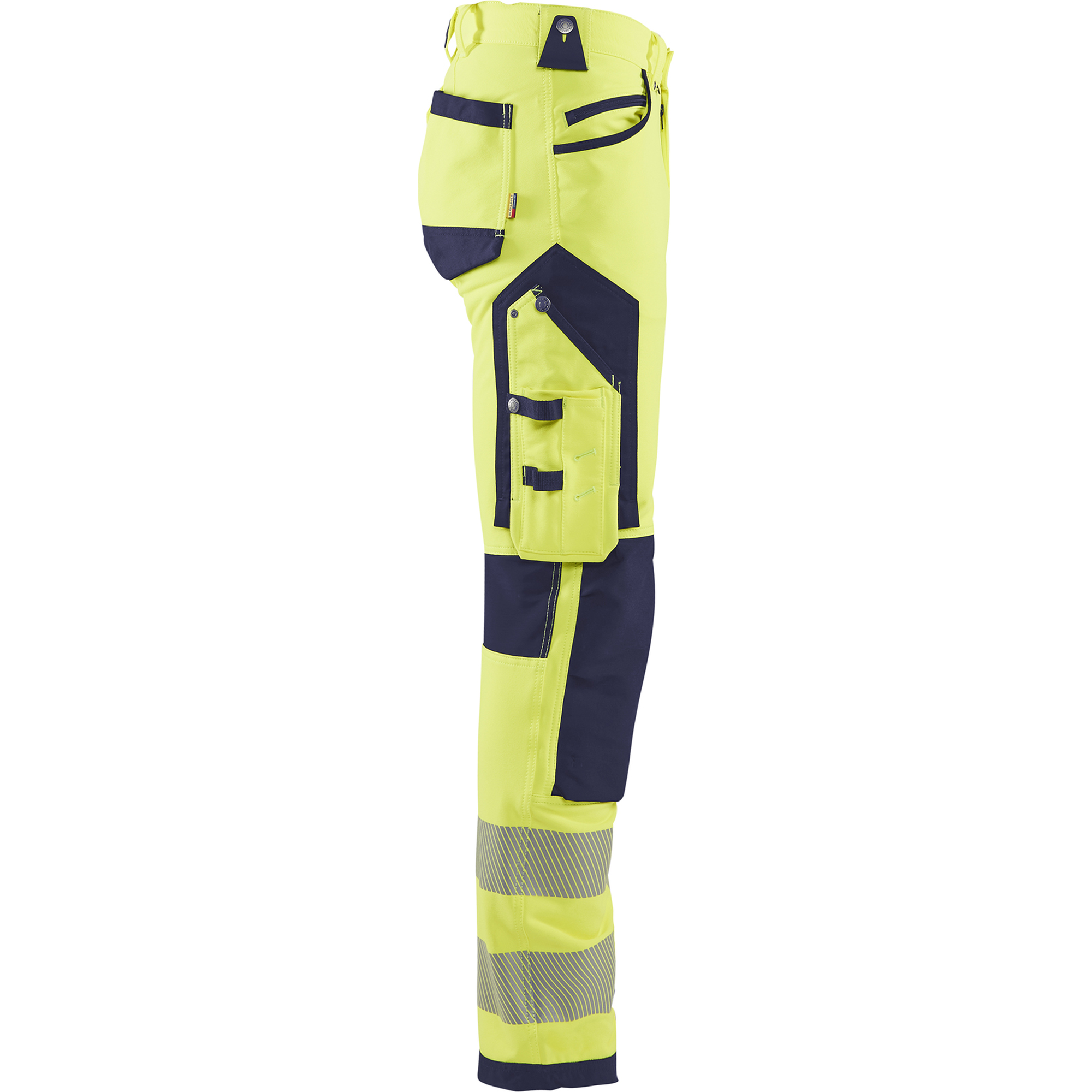 Blaklader High Vis 4-Way Stretch Work Trousers, Yellow/Navy Blue (2)