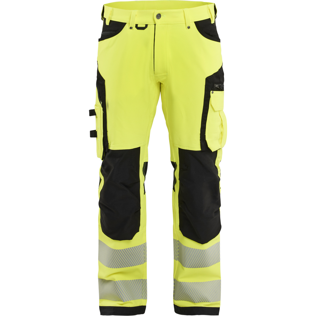 Blaklader High Vis 4-Way Stretch Work Trousers, Yellow/Black