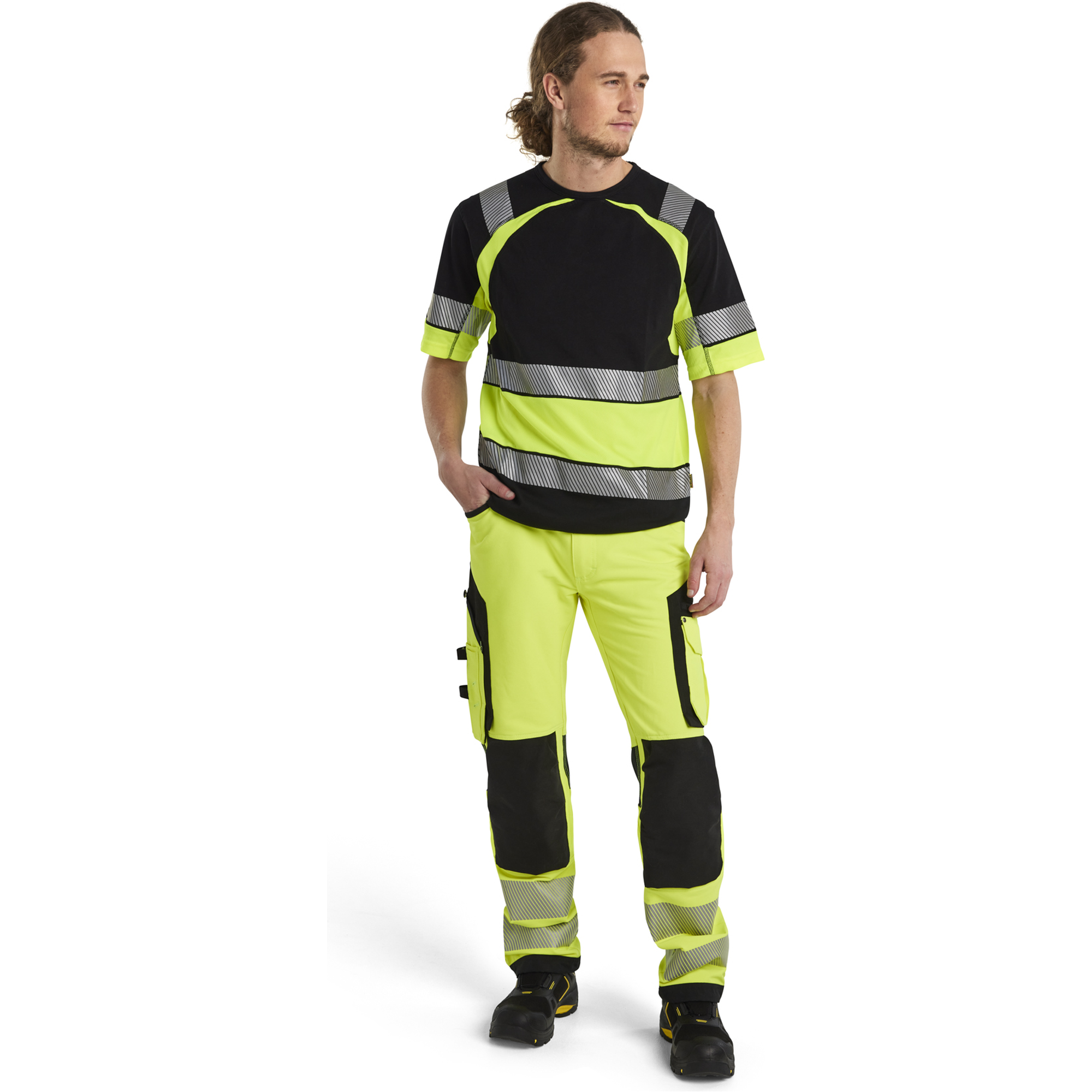 Blaklader High Vis 4-Way Stretch Work Trousers, Yellow/Black (5)