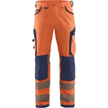 Blaklader High Vis 4-Way Stretch Work Trousers, Orange/Navy Blue