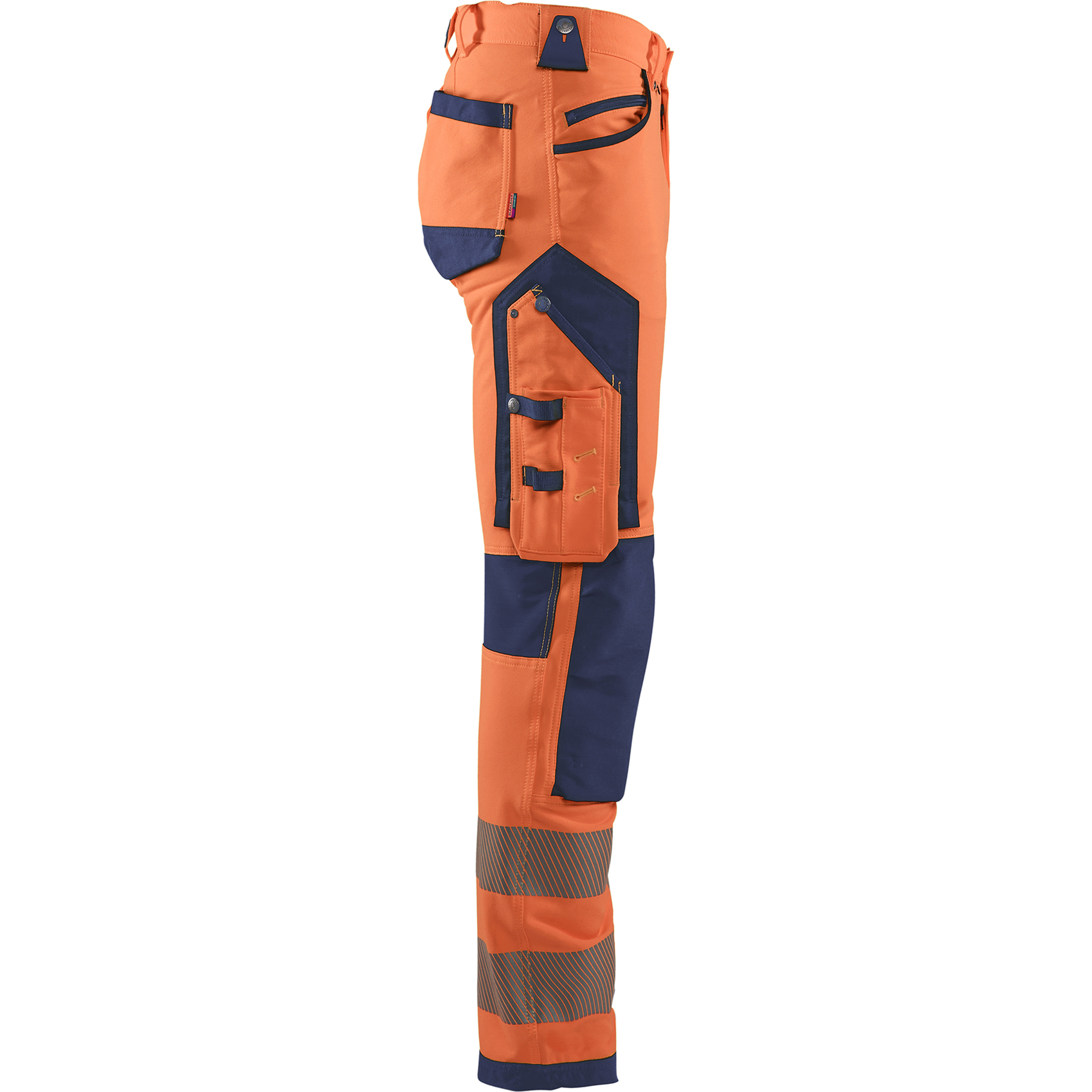 Blaklader High Vis 4-Way Stretch Work Trousers, Orange/Navy Blue (2)