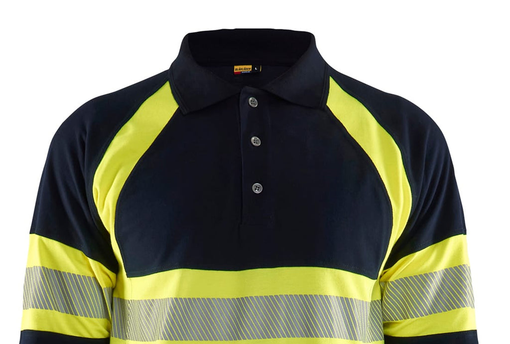 Blaklader Long Sleeve Polo Shirt Multinorm, Navy Blue/ Yellow (5)