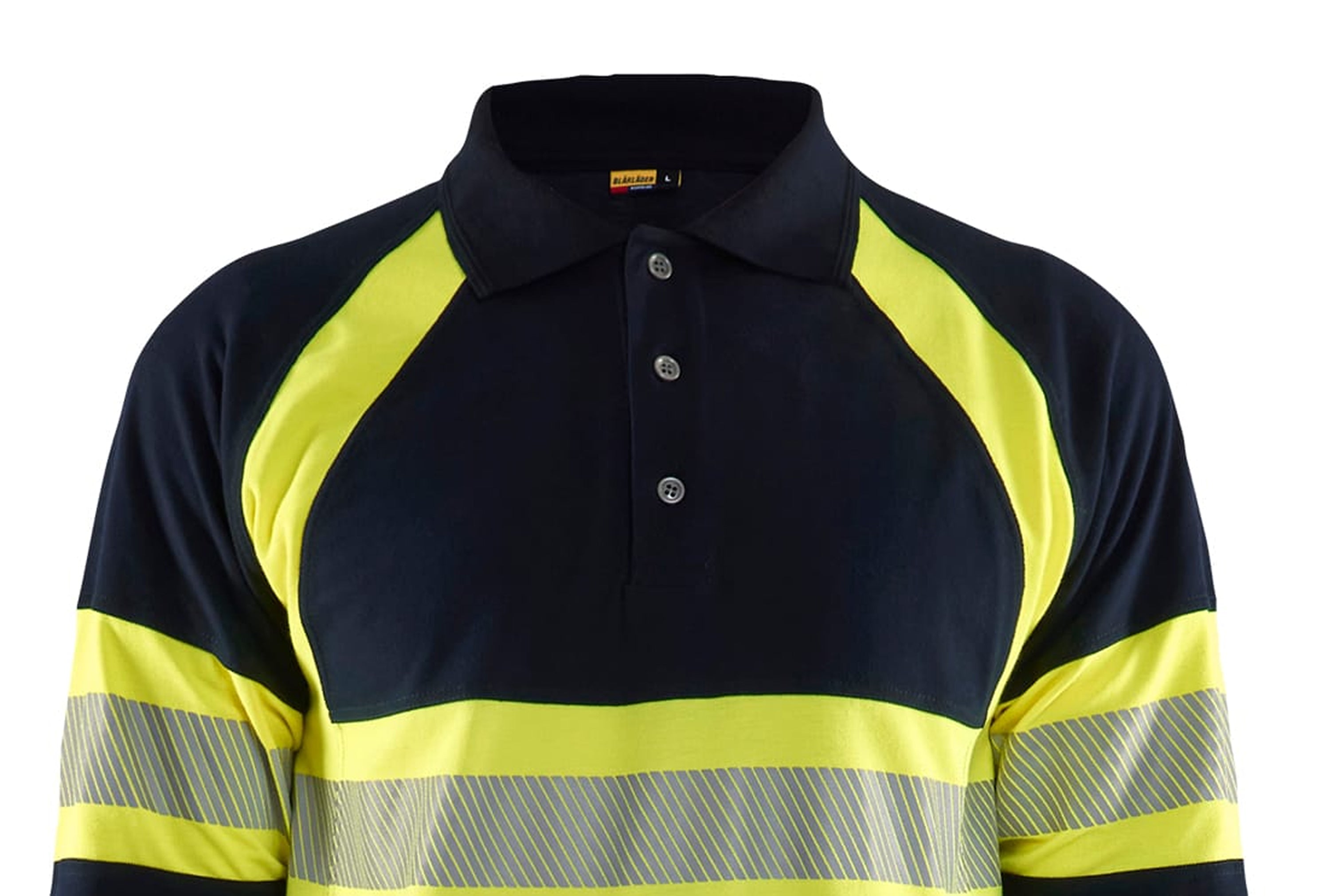 Blaklader Long Sleeve Polo Shirt Multinorm, Navy Blue/ Yellow (5)