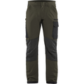 Blaklader 4-Way Service Stretch Work Trousers, Dark Olive Green/Black