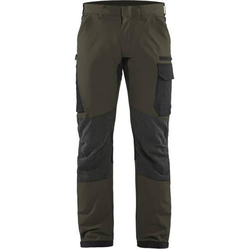 Blaklader 4-Way Service Stretch Work Trousers, Dark Olive Green/Black
