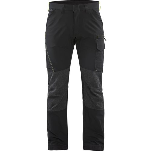 Blaklader 4-Way Service Stretch Work Trousers, Black/Yellow