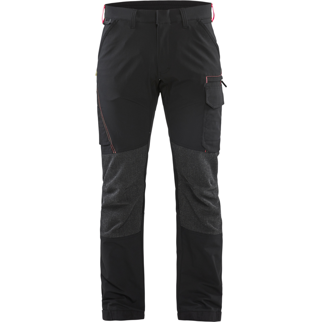 Blaklader 4-Way Stretch Service Work Trousers, Black/Red
