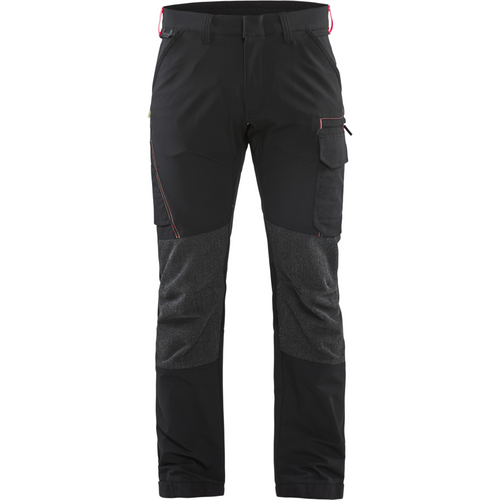 Blaklader 4-Way Stretch Service Work Trousers, Black/Red