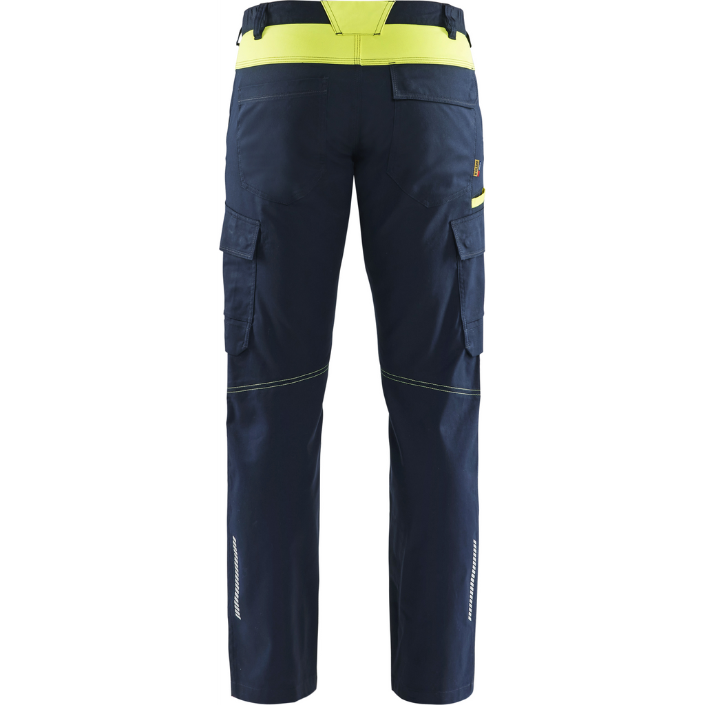 Blaklader Industry Stretch Work Trousers, Dark Navy/Yellow (4)