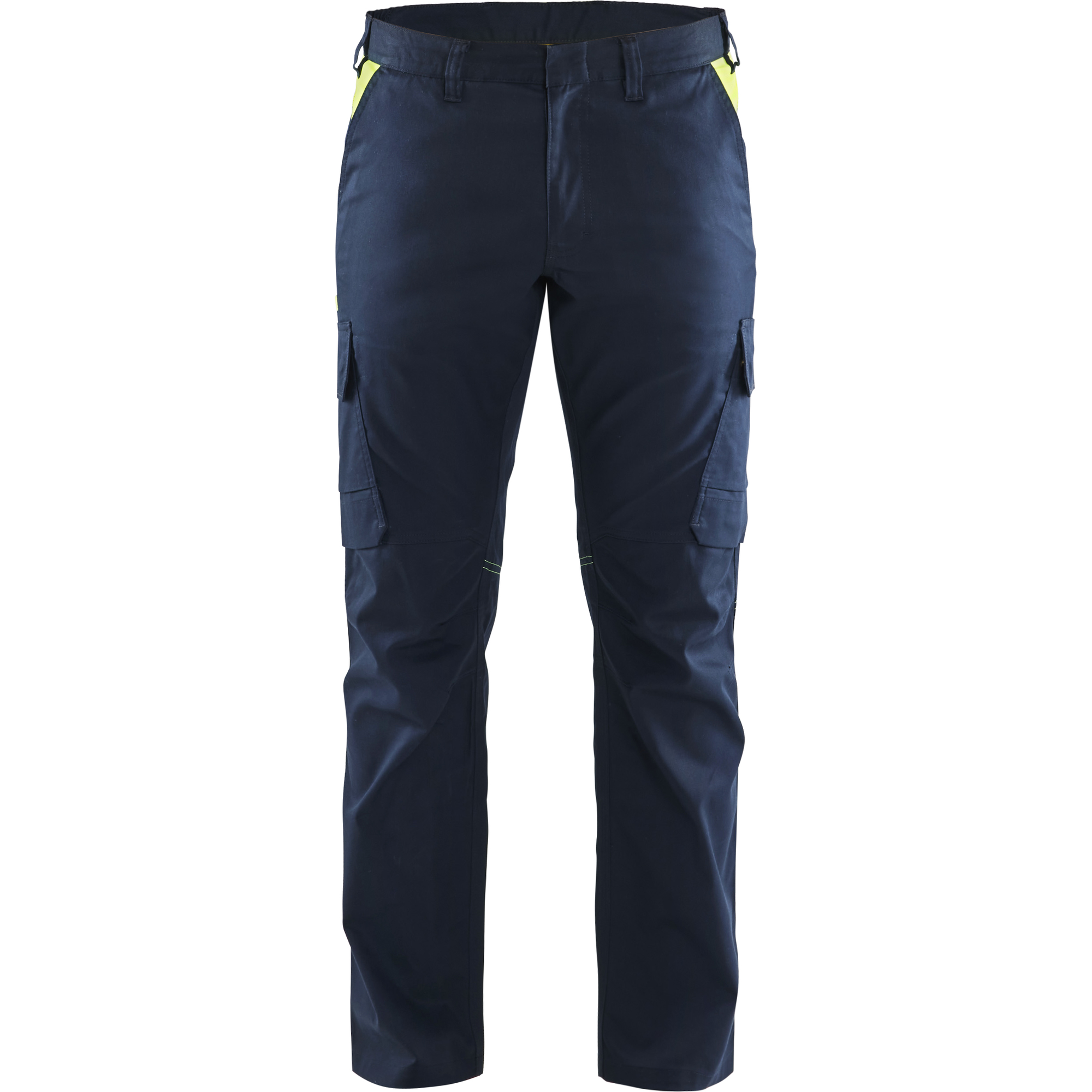 Blaklader Industry Stretch Work Trousers, Dark Navy/Yellow