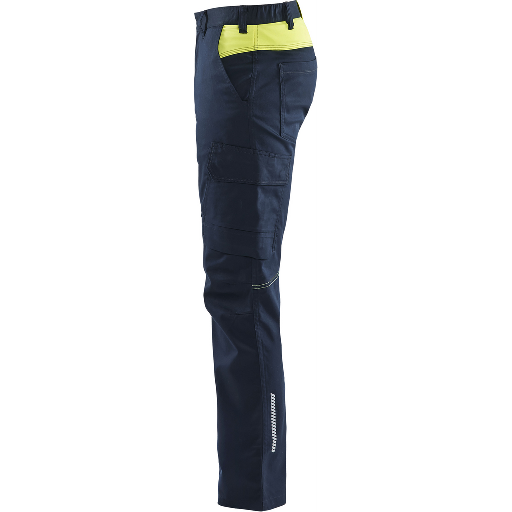 Blaklader Industry Stretch Work Trousers, Dark Navy/Yellow (3)