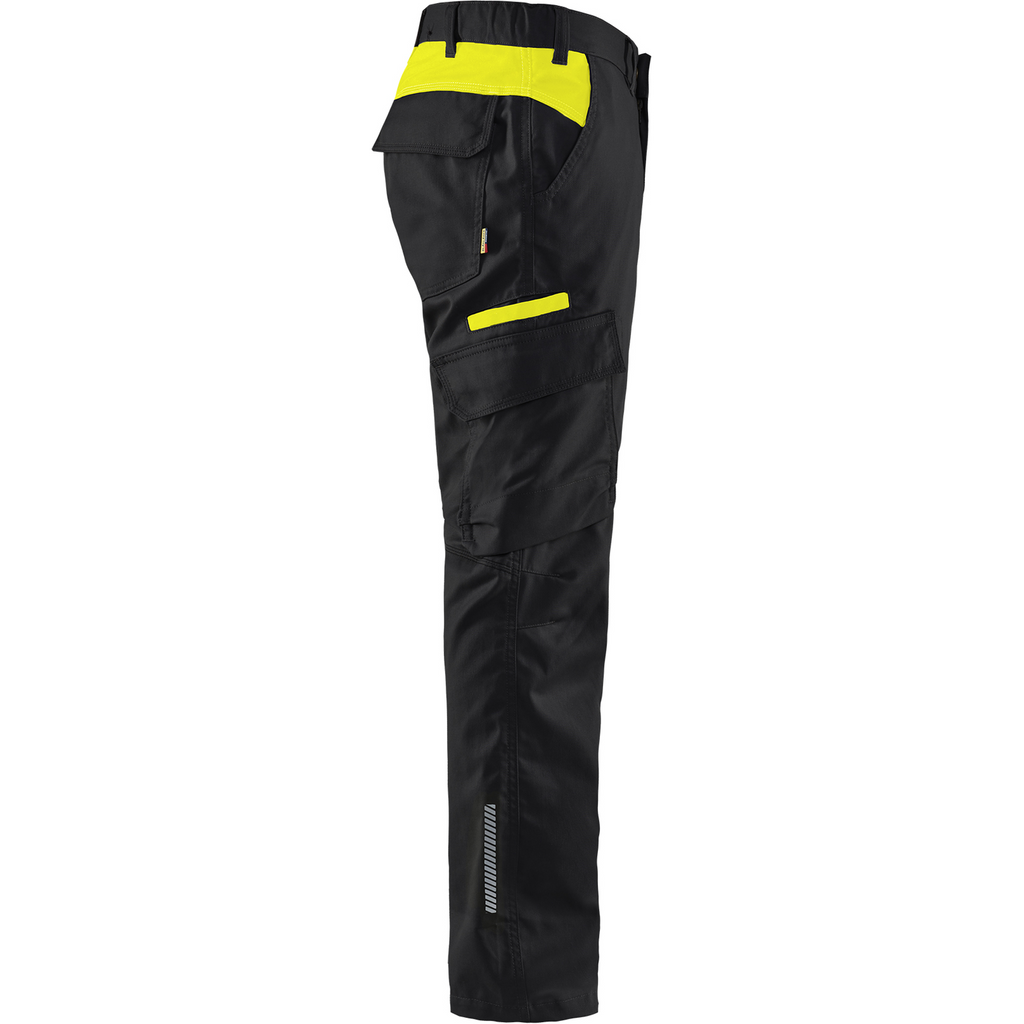 Blaklader Industry Stretch Work Trousers, Black/Yellow (2)