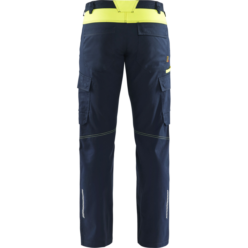 Blaklader Industry Stretch Work Trousers with Knee Pad Pockets, Dark Navy/Yellow (4)