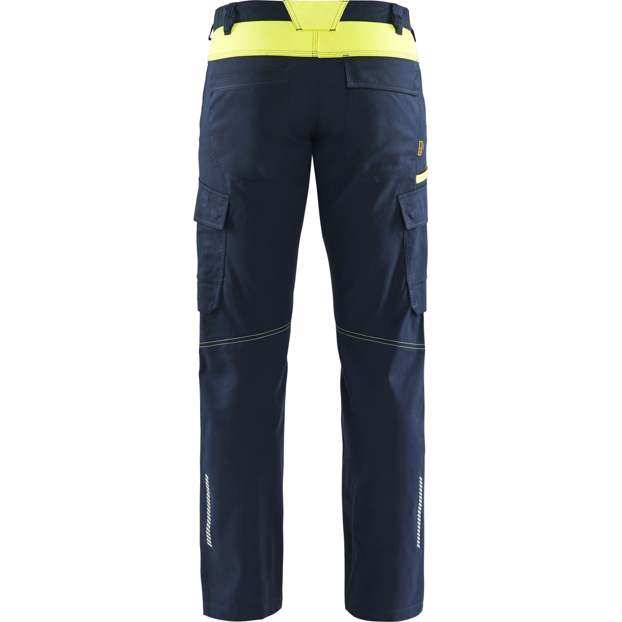 Blaklader Industry Stretch Work Trousers with Knee Pad Pockets, Dark Navy/Yellow (4)