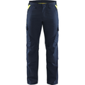 Blaklader Industry Stretch Work Trousers with Knee Pad Pockets, Dark Navy/Yellow