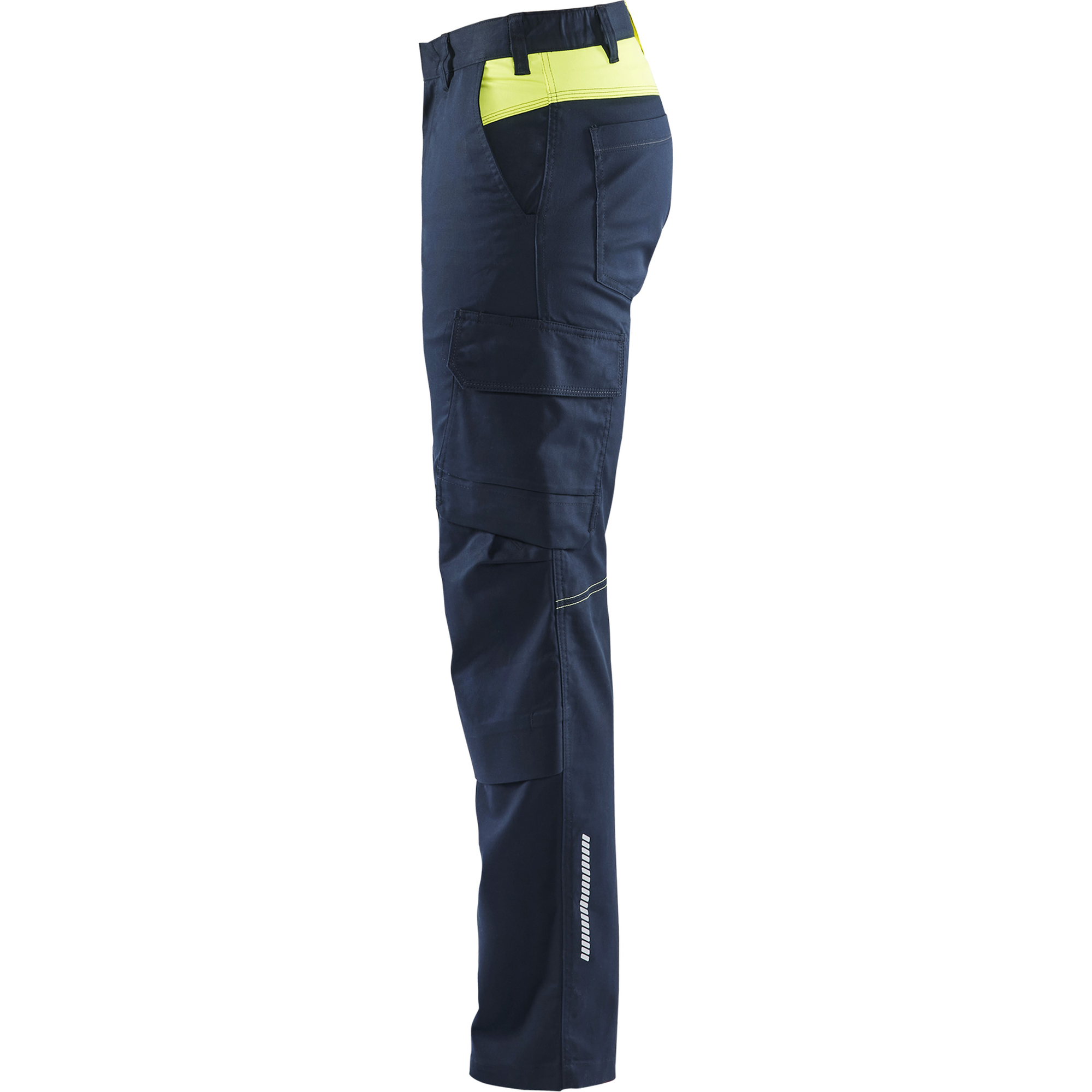 Blaklader Industry Stretch Work Trousers with Knee Pad Pockets, Dark Navy/Yellow (3)
