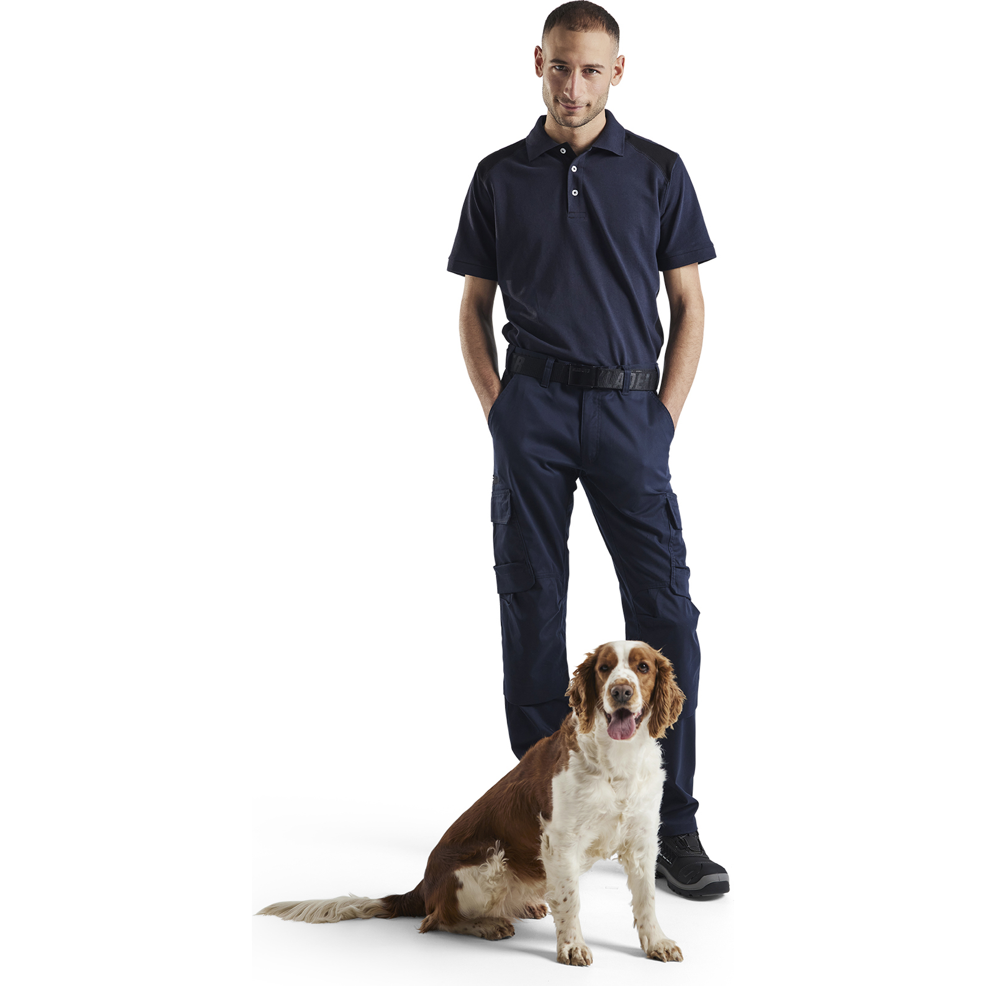 Blaklader Industry Stretch Work Trousers with Knee Pad Pockets, Dark Navy/Black (5)