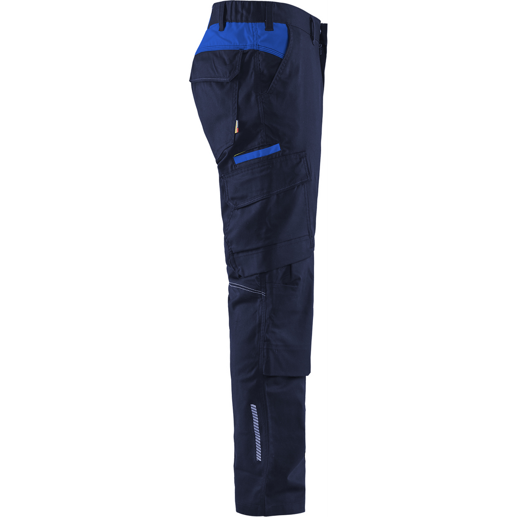 Blaklader Industry Stretch Work Trousers with Knee Pad Pockets, Navy Blue/Royal Blue (2)