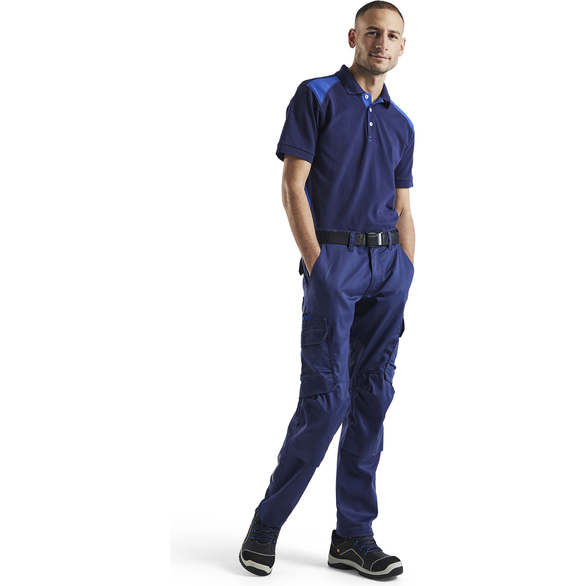 Blaklader Industry Stretch Work Trousers with Knee Pad Pockets, Navy Blue/Royal Blue (5)