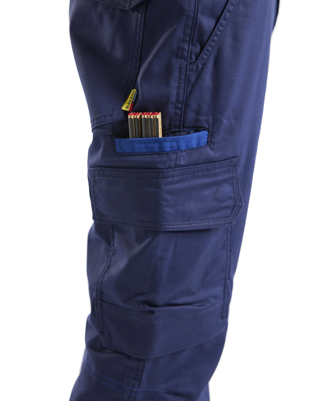 Blaklader Industry Stretch Work Trousers with Knee Pad Pockets, Navy Blue/Royal Blue (6)