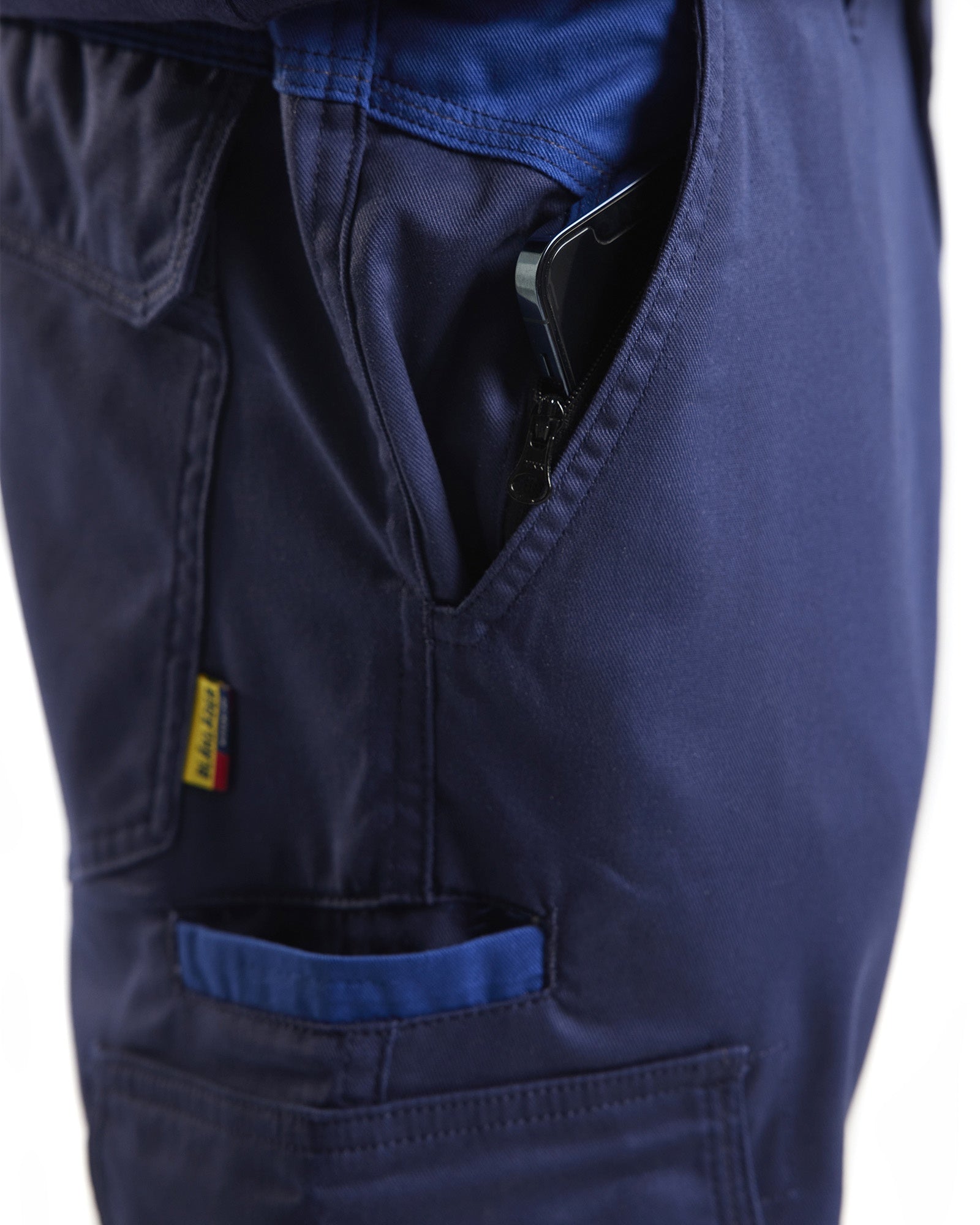 Blaklader Industry Stretch Work Trousers with Knee Pad Pockets, Navy Blue/Royal Blue (7)