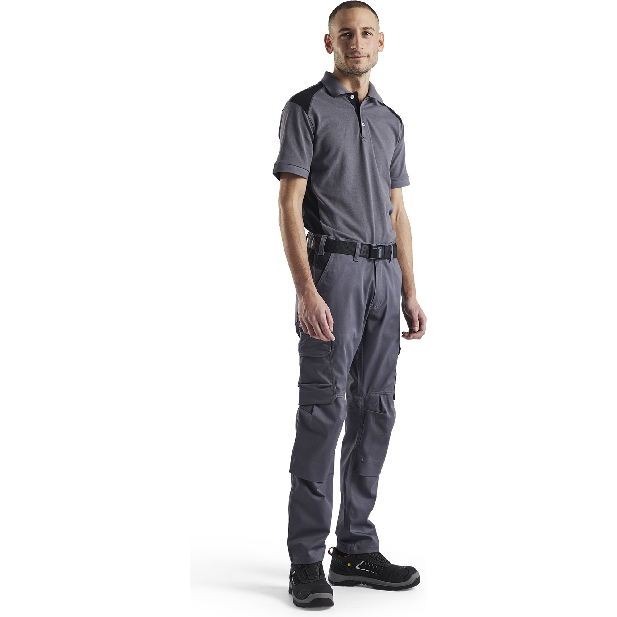 Blaklader Industry Stretch Work Trousers with Knee Pad Pockets, Medium Grey/Black (5)