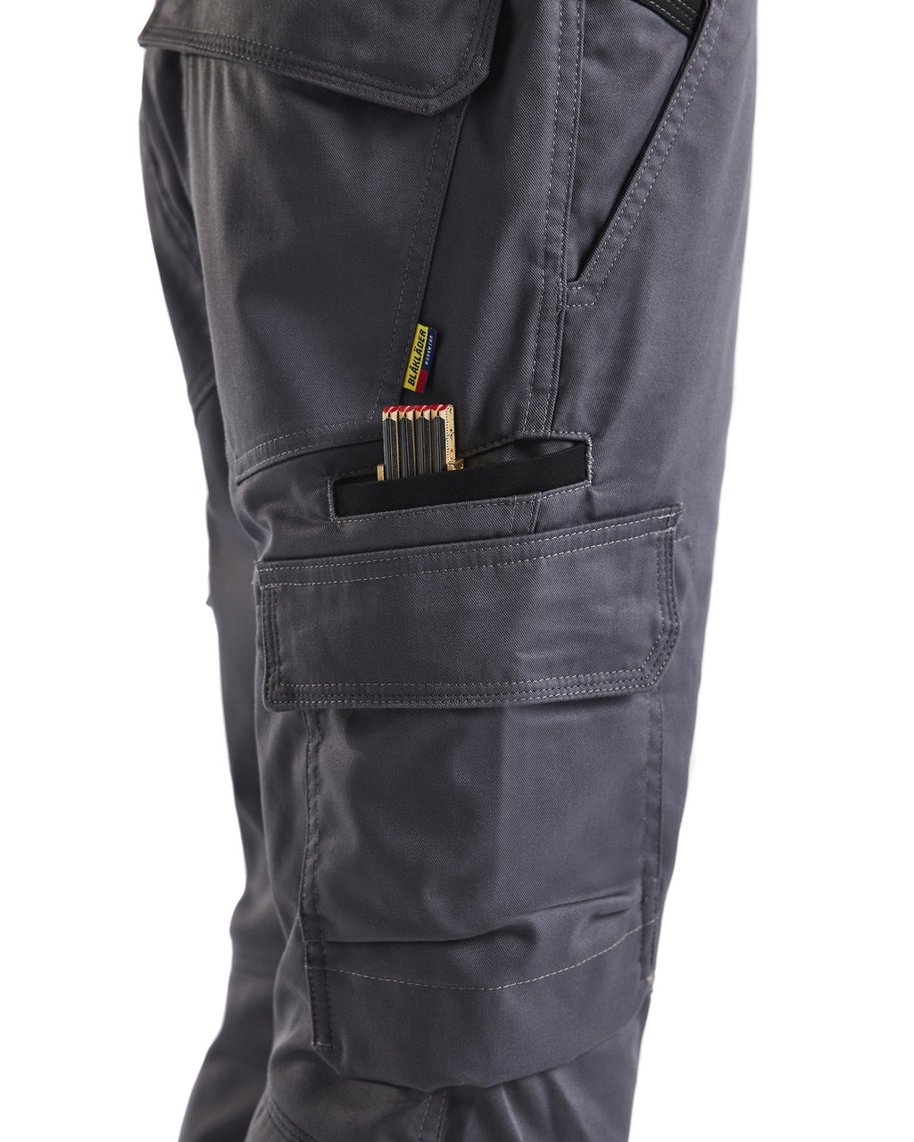 Blaklader Industry Stretch Work Trousers with Knee Pad Pockets, Medium Grey/Black (6)