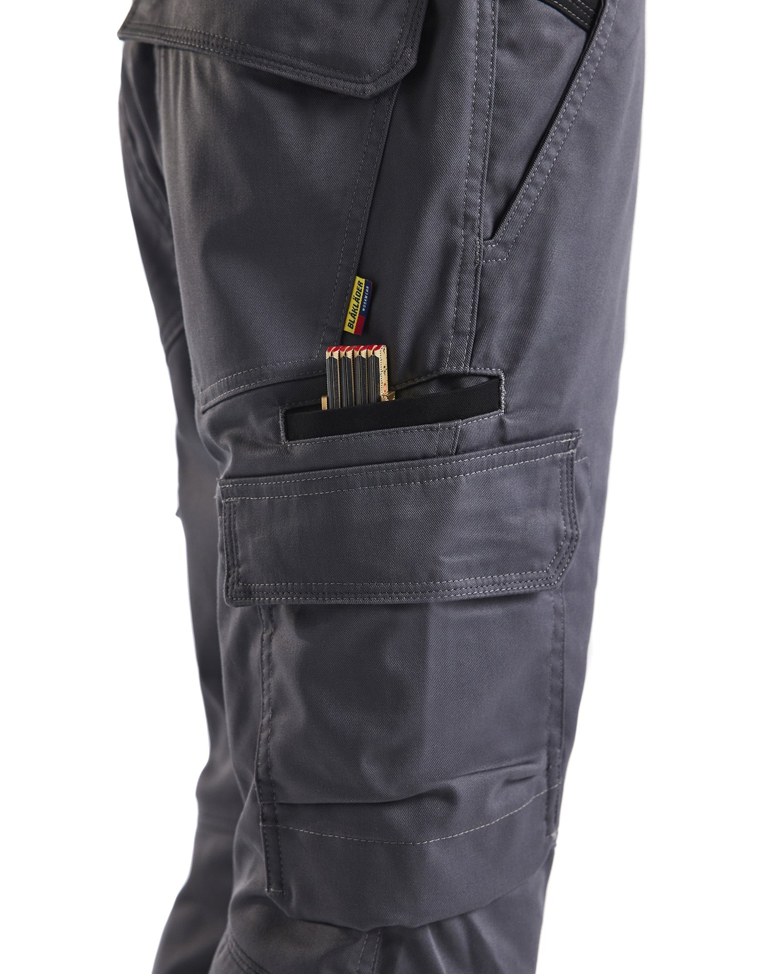 Blaklader Industry Stretch Work Trousers with Knee Pad Pockets, Medium Grey/Black (6)