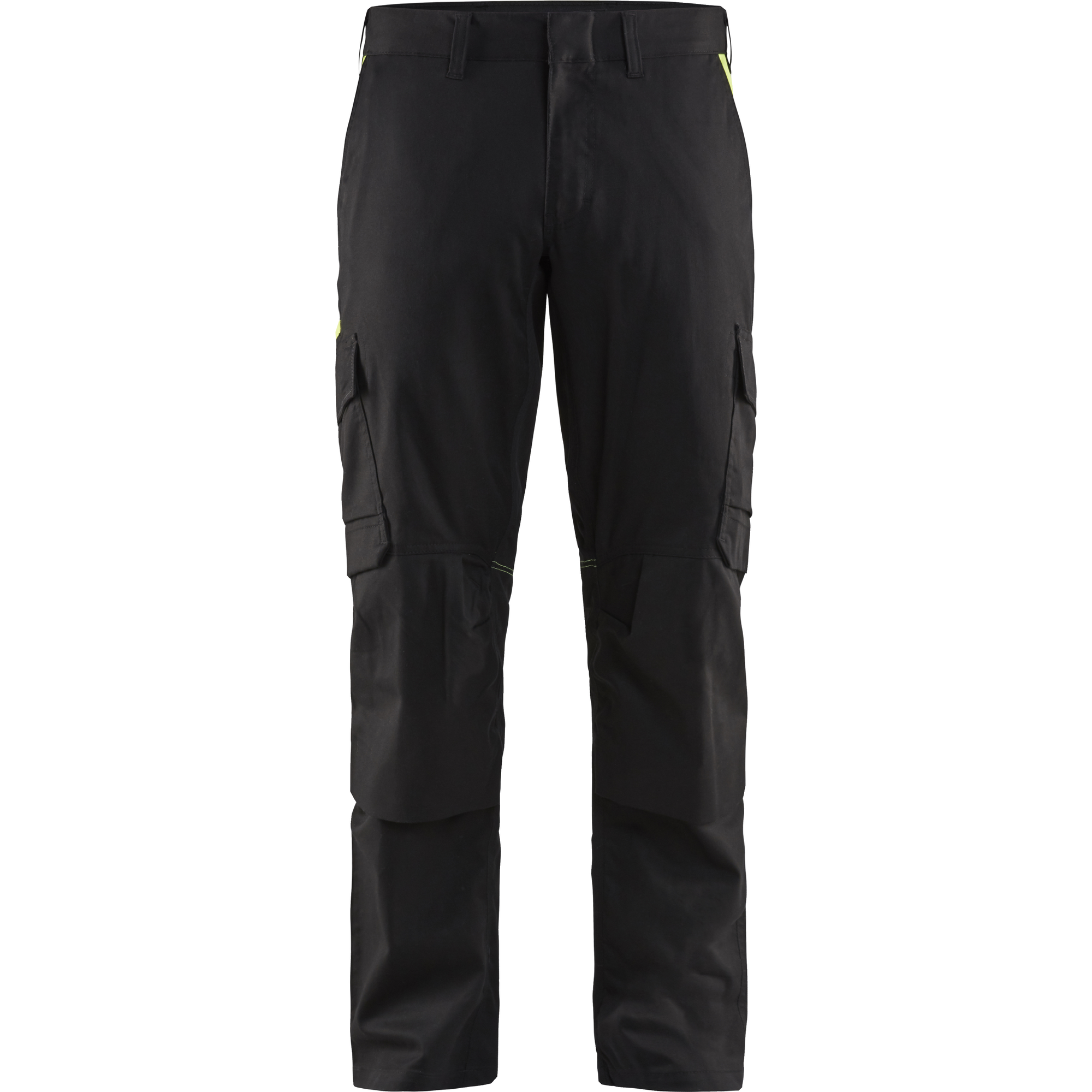 Blaklader Industry Stretch Work Trousers with Knee Pad Pockets, Black/Yellow