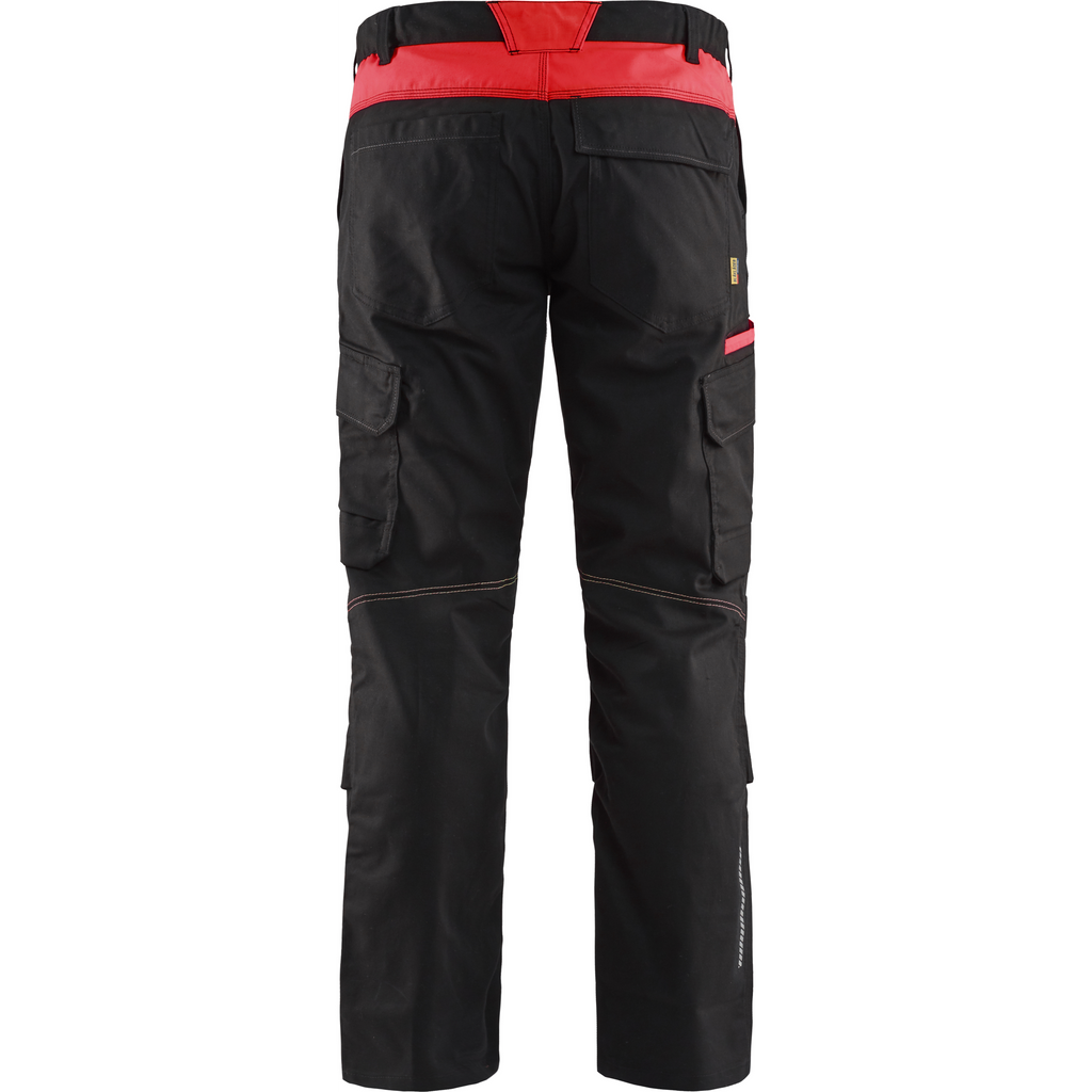 Blaklader Industry Stretch Work Trousers with Knee Pad Pockets, Black/Red (4)
