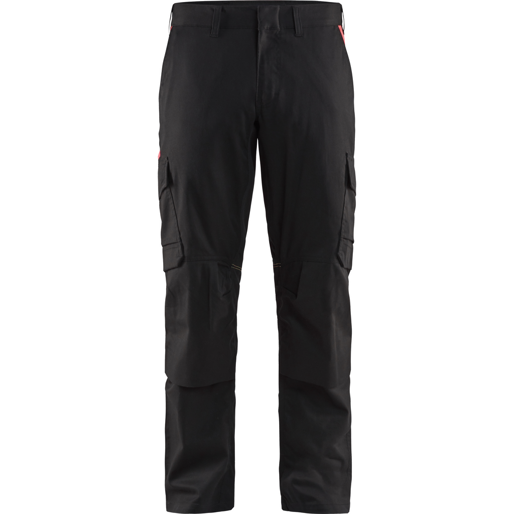 Blaklader Industry Stretch Work Trousers with Knee Pad Pockets, Black/Red