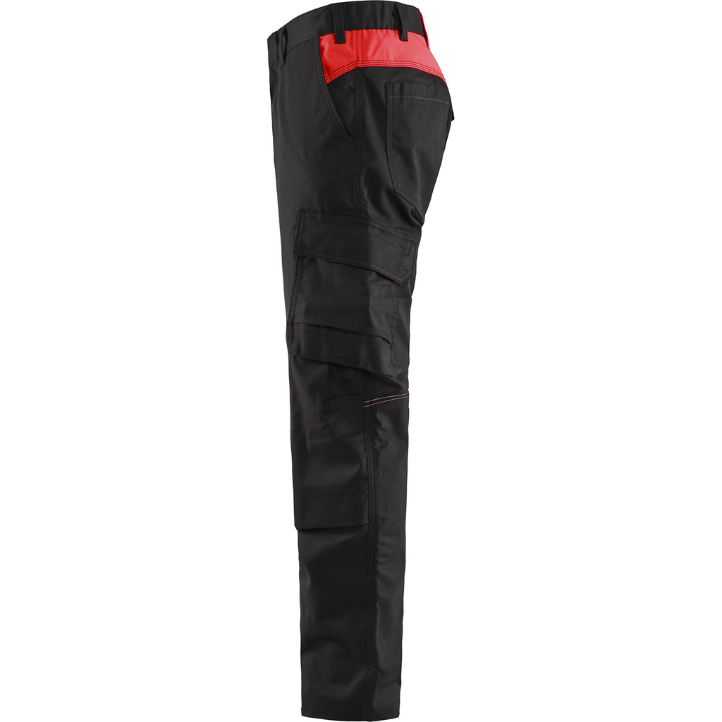 Blaklader Industry Stretch Work Trousers with Knee Pad Pockets, Black/Red (3)