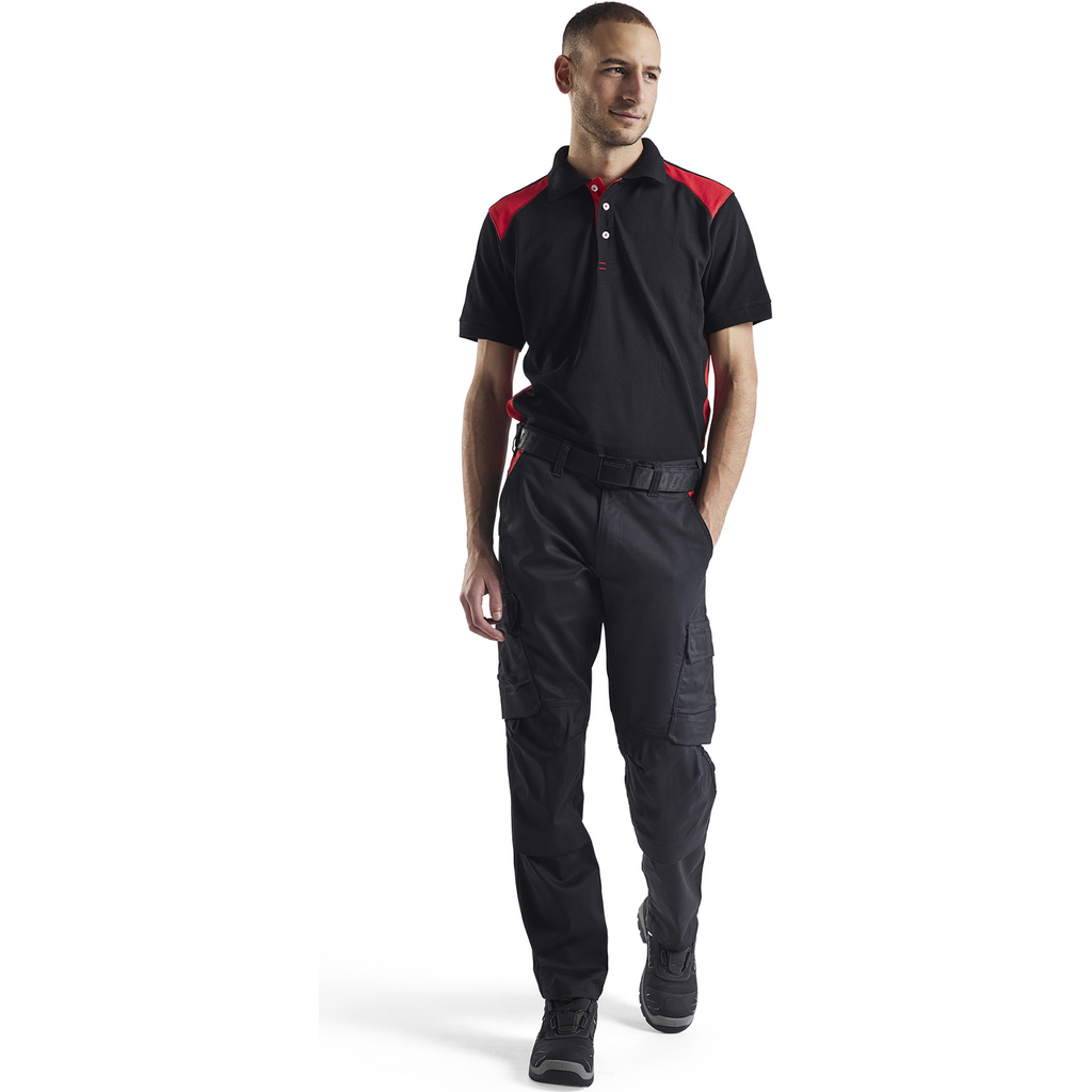 Blaklader Industry Stretch Work Trousers with Knee Pad Pockets, Black/Red (5)