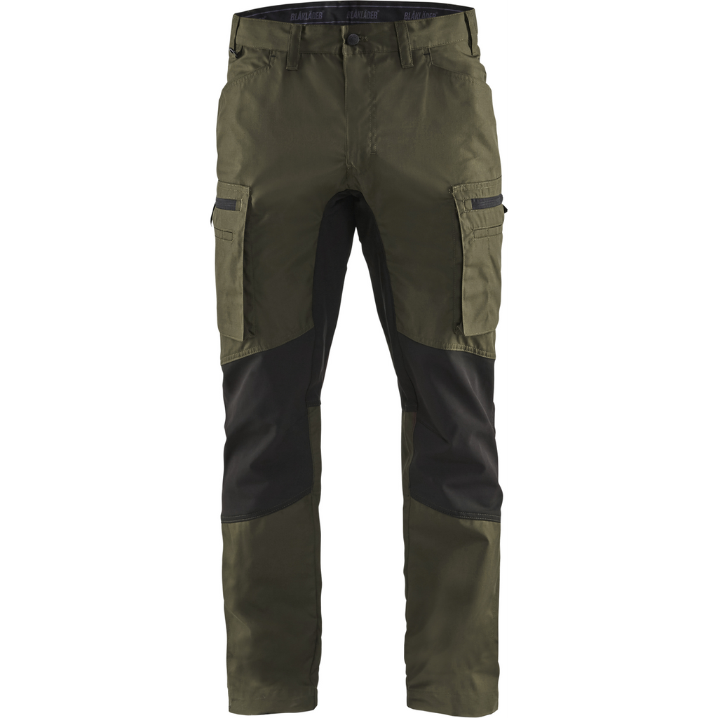 Blaklader Stretch Work Trousers, Dark Olive Green/Black